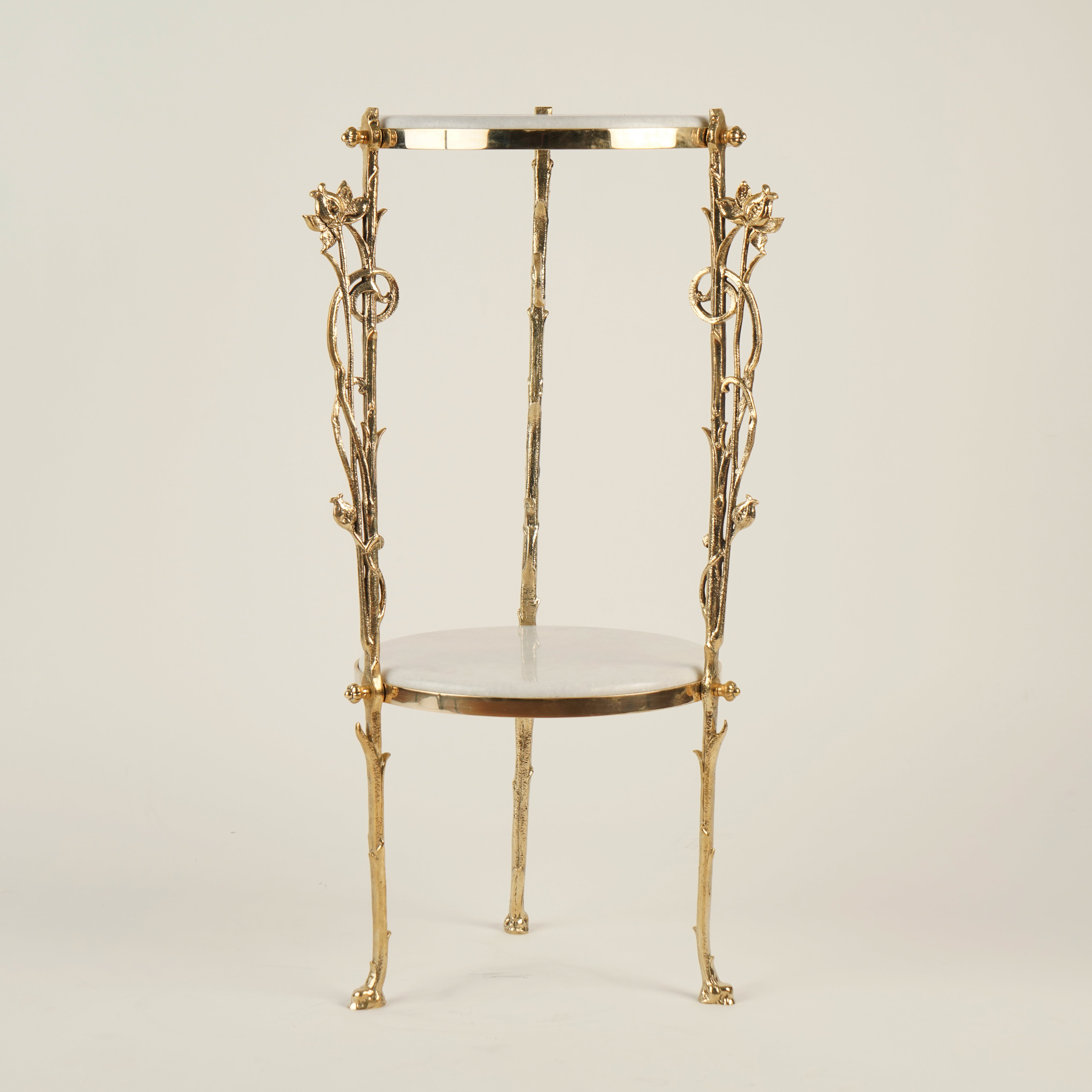 Luxora Brass Marble Side Table - Hues & Havens