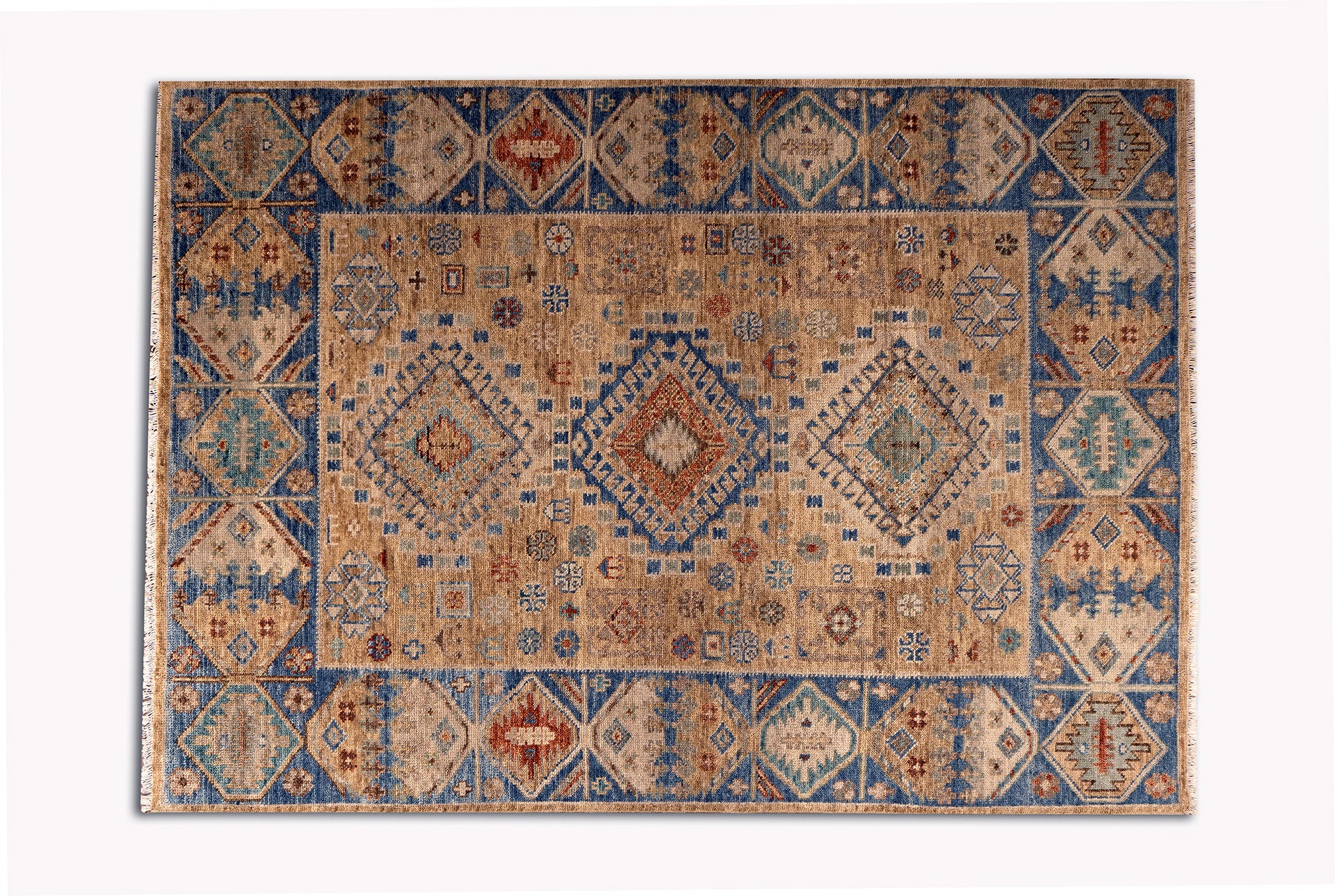 Traditional Area Rug with block patterns in multiple colors