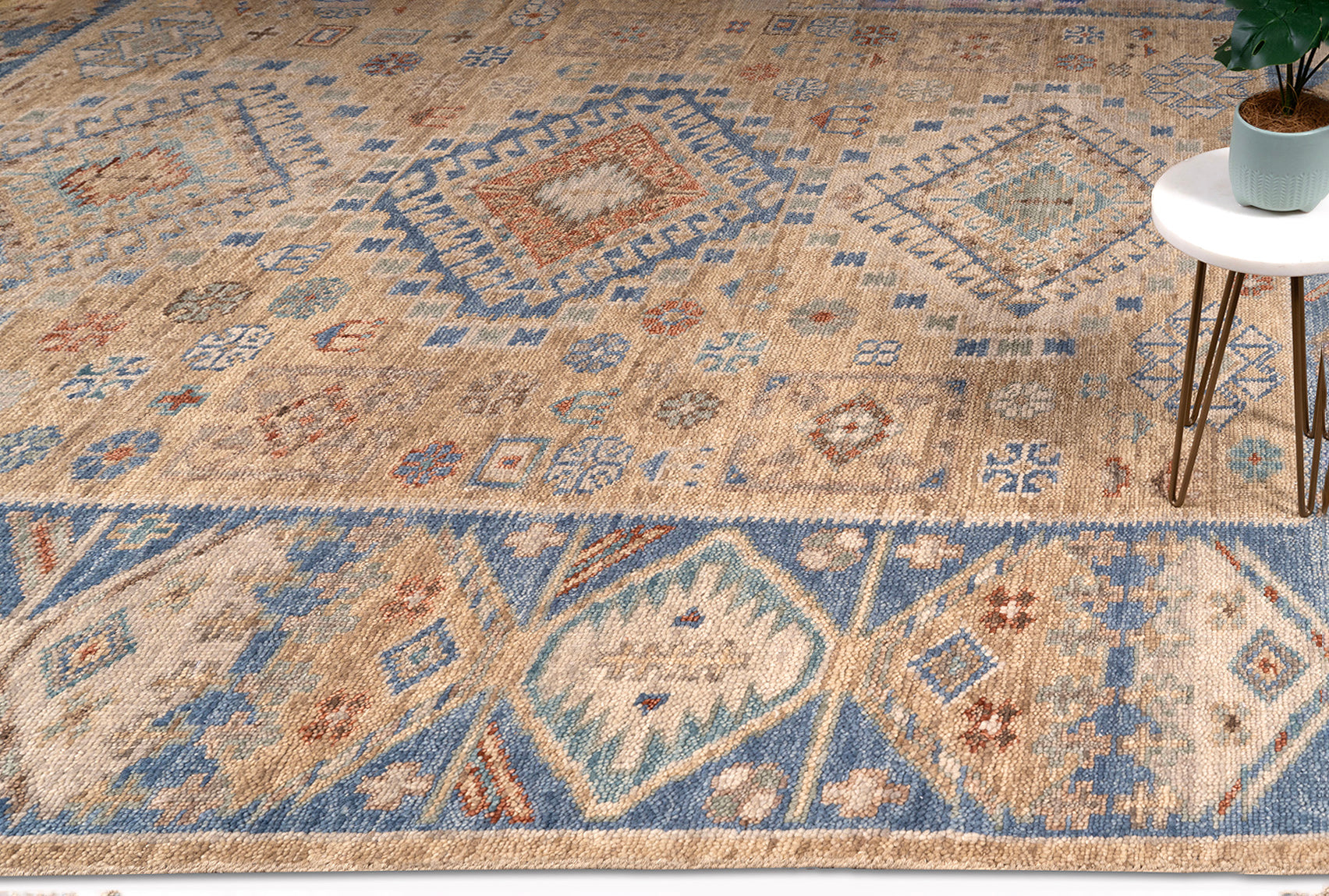 Traditional Area Rug with block patterns in multiple colors