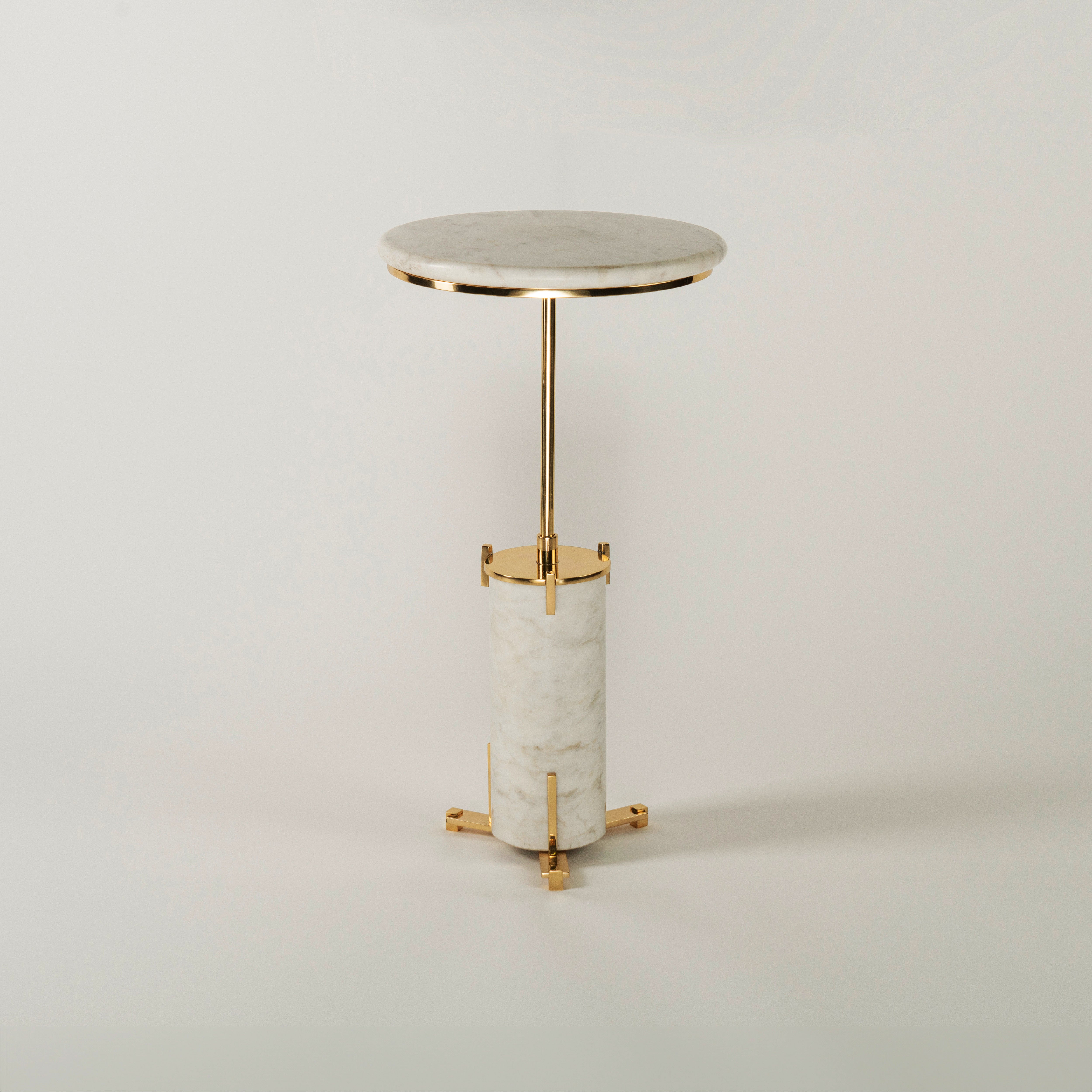 Majestic Brass Gold Base Marble Side Table - Hues & Havens